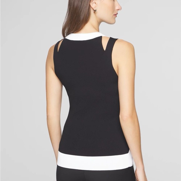 NWT WHBM Colorblock Cutout Chic Black and White Sweater Tank XS - Picture 4 of 4